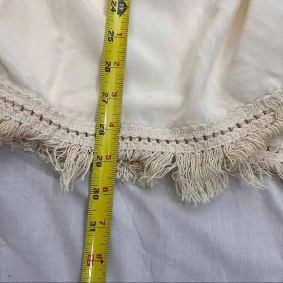 Anthropologie OTHERS FOLLOW Cream Fringe Poncho One Size Womens Boho Lagenlook - Picture 8 of 11